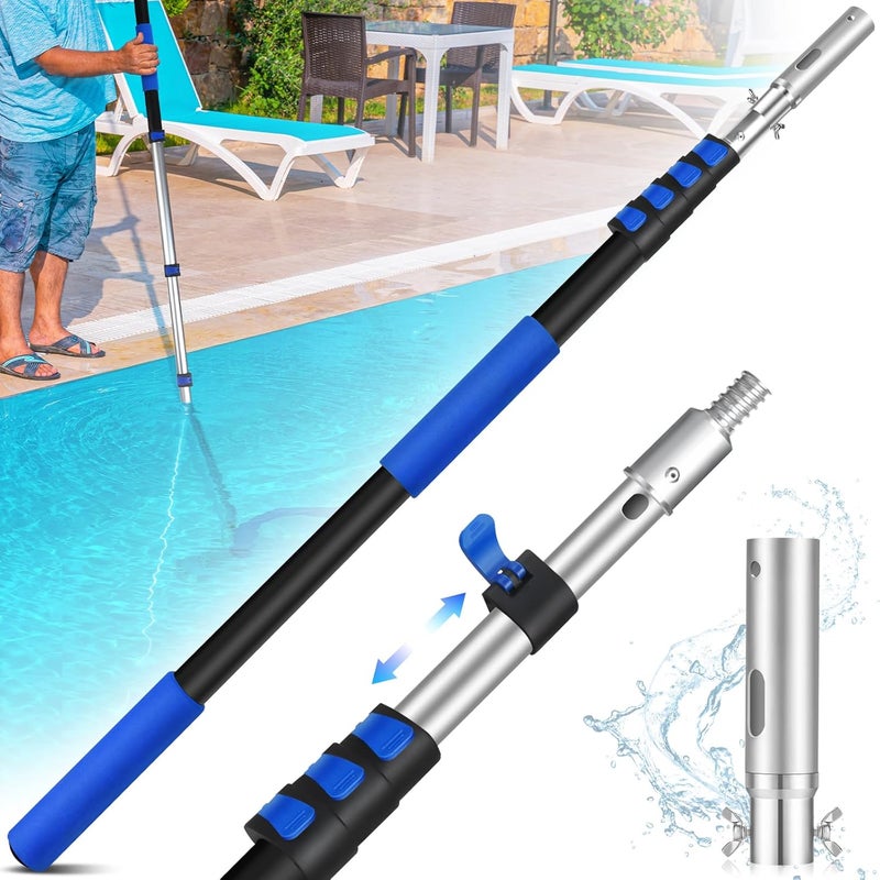GADFISH Pool Pole Telescopic, 16FT Reach Aluminium Telescoping Pole with 4 Baffle Locks, Universal Extension Pole for Skimmer Nets, Rakes, Brushes and Vacuum Heads -Swimming Pool Cleaning Tools - Image 1